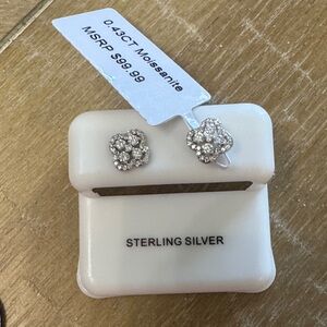 CLOVER Sterling Silver Moissanite Flower Earrings .43CT